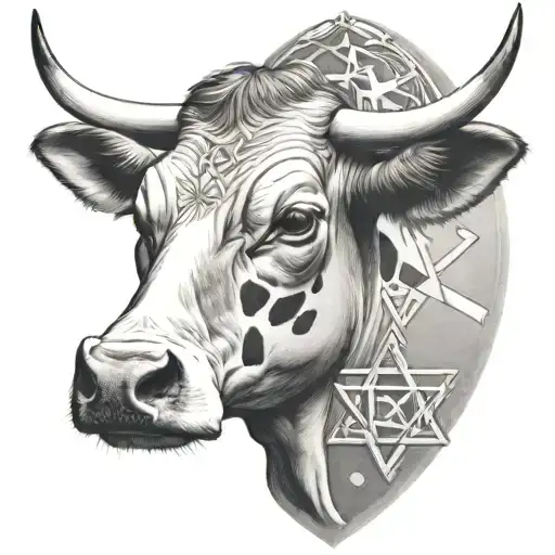 Cow With Nt And Star Of David Incorporated In Design