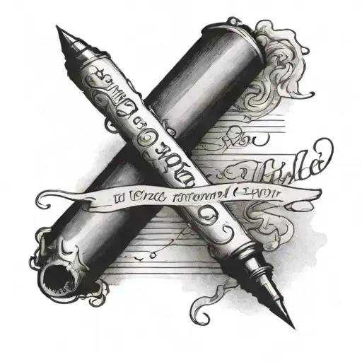 A Quote From The Bible Integrated Into A Design Of A Pen Writing On Paper