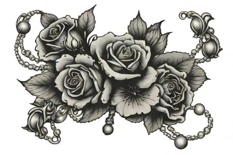 Lopez Boites With Flowers And Rosary