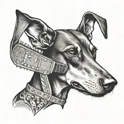 Doberman Playing Guitar