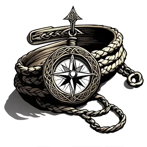 Compass Celtic Band Rope Chain Wrapped