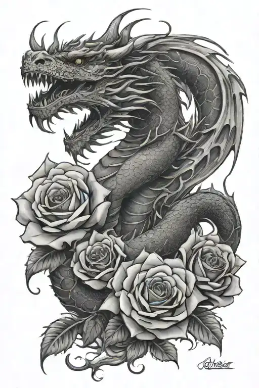 Dragon And Roses Sleeve