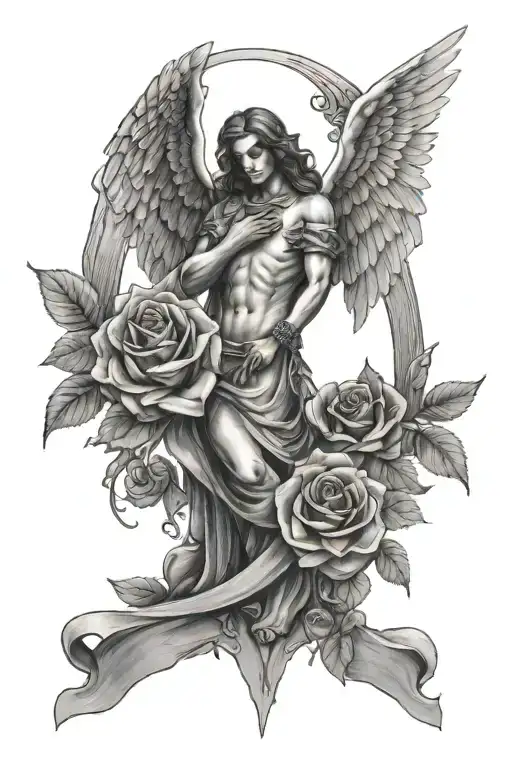 Arch Angel Micheal With Roses