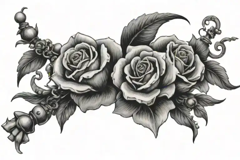 Lopez Boites With Flowers And Rosary Intertwined