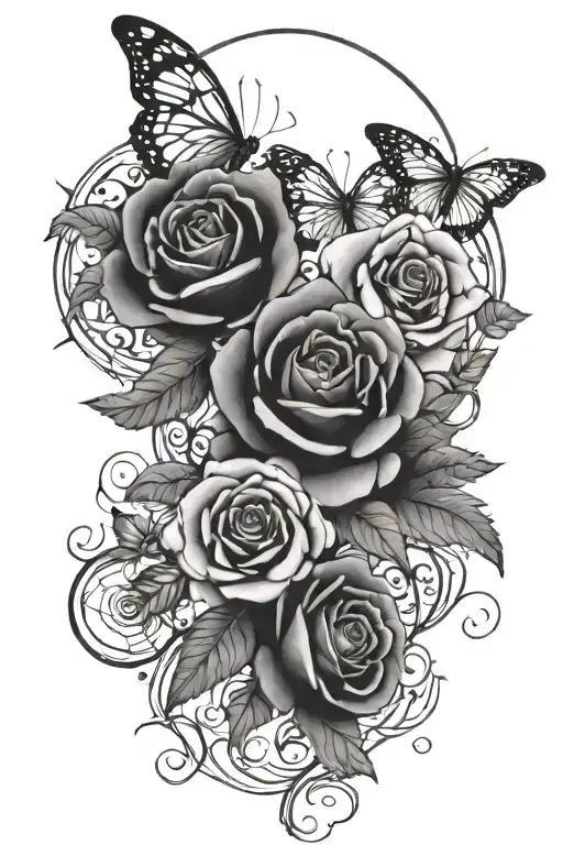 A Vines Of Roses And Butterflies With Pieces Zodiac Sign