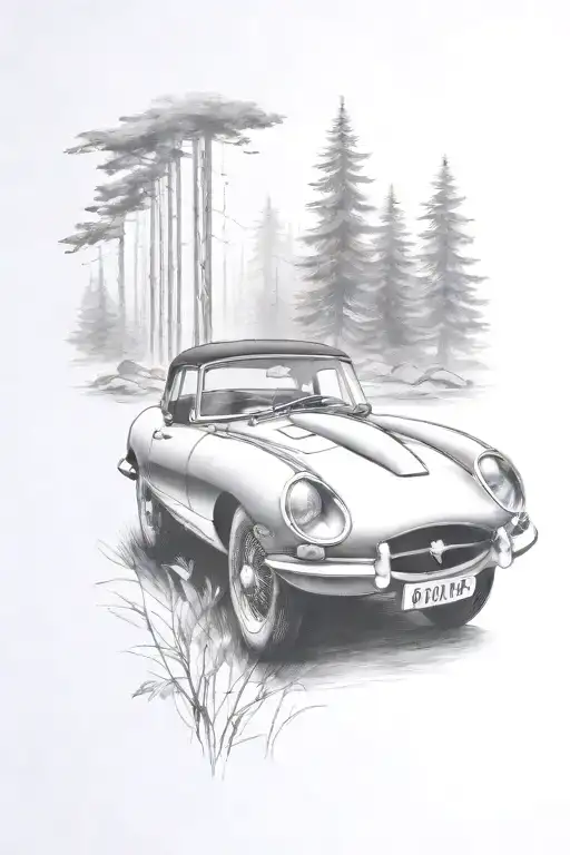 E Type Car Forest Background