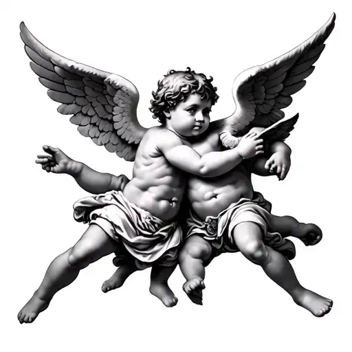 Good Cherub Fighting An Evil Cherub