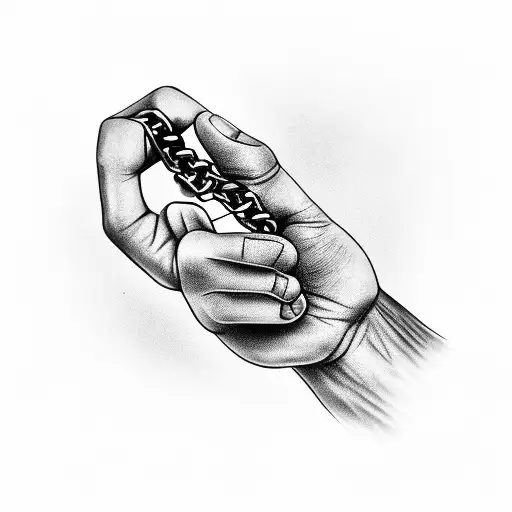 Fist Holding Military Dog Tags With Chain