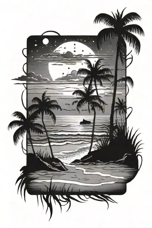 A Beach Scene At Night But It's Calm And Sad Like Summertime Sadness