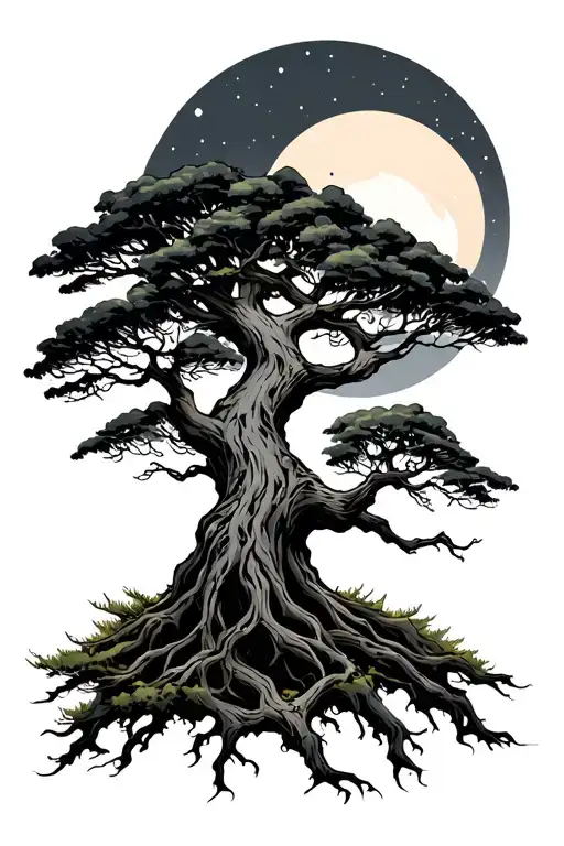 Tree And Northstar Tattoo