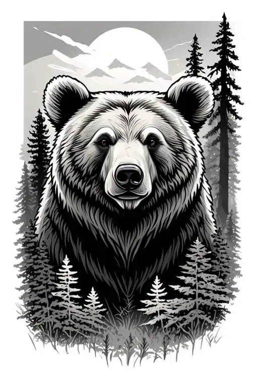 Bear Head Above The Forest