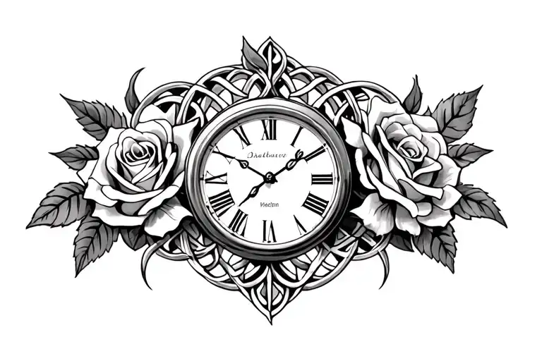 Celtic And Roses And A Clock