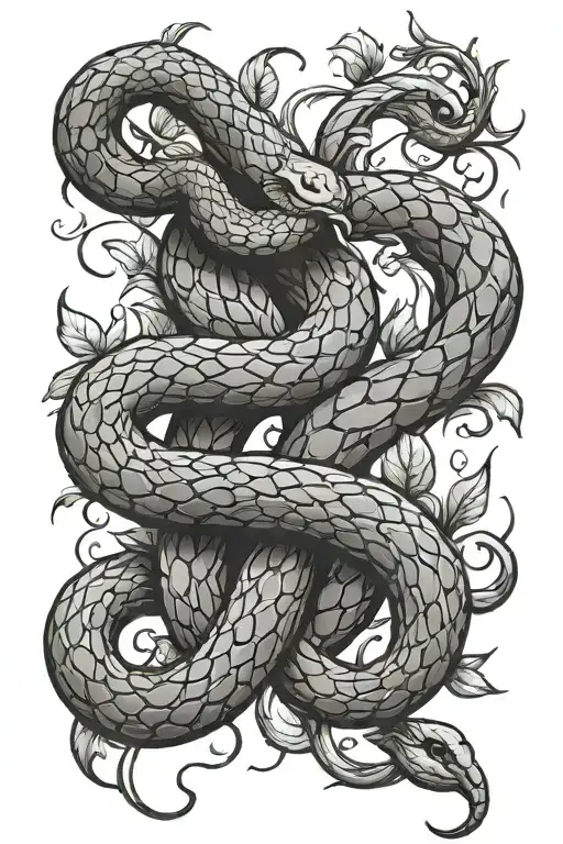 Simplistic Drawing Of A Snake Made Out Of Vines