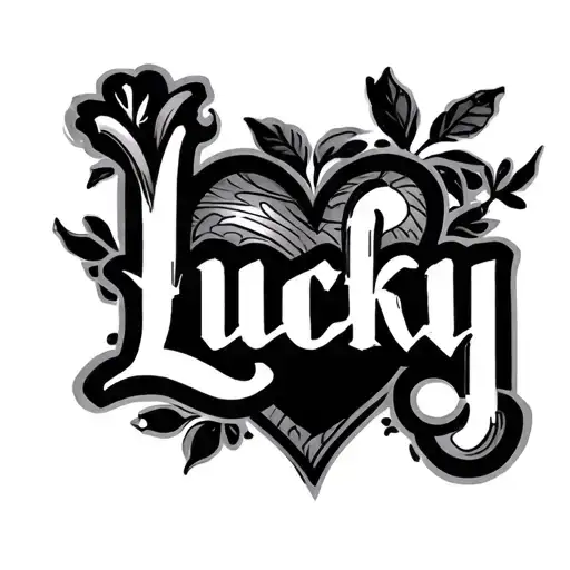 Word Lucky With Heart At The End