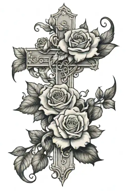 Cross Rose Vines Bible Verse