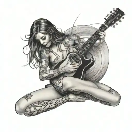 Nude Girl Playing Guitar