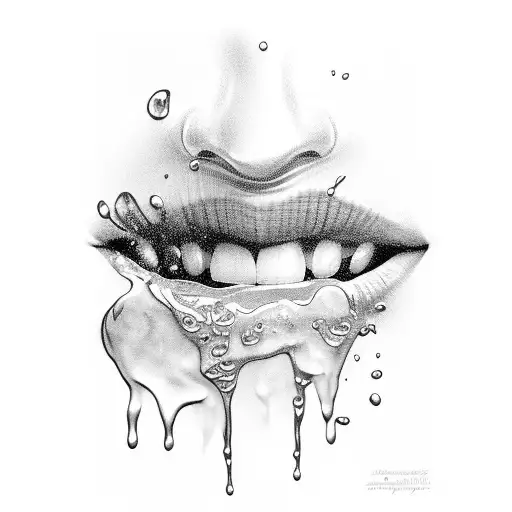 Female Mouth Wet Liquid Drop
