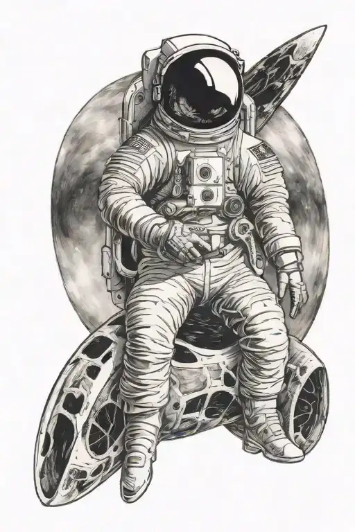 Astronaut Gazing At The Earth From The Moon With The All Seeing Eye In The Background