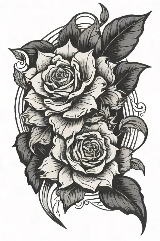 A Beautiful And Simple Black And Gray American Neotraditional Outline
