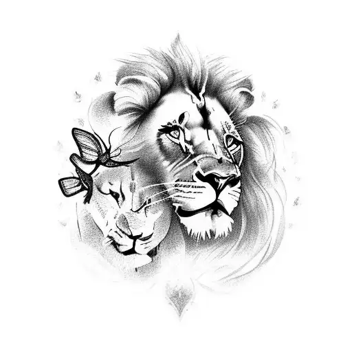 Sleeve With Lion And Butterflies