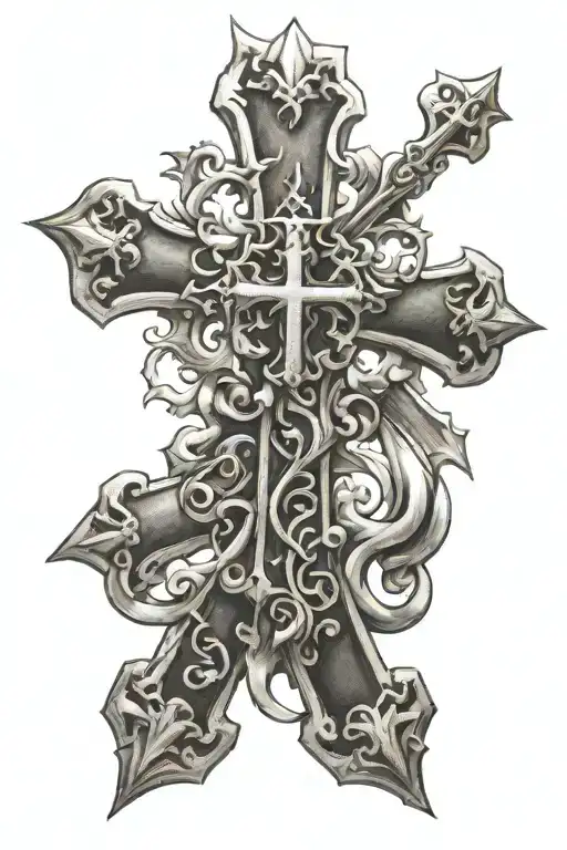 Chrome Heart Cross Tattoo Bible Verse On Bottom Half