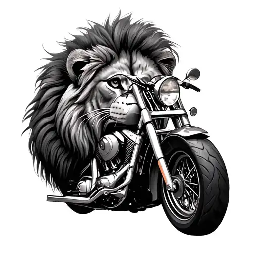Lion And Motorcycle