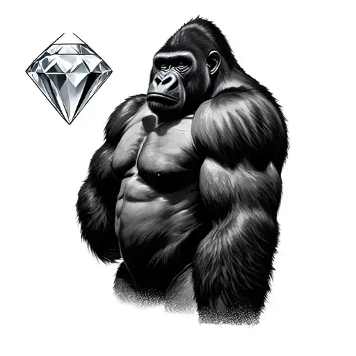 Silverback Gorilla Looking Over His Shoulder With A Diamond Gem Shape In His Fur On His Back