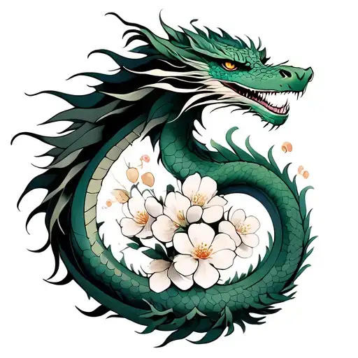 Green Dragon And Cherry Blossom Flower Bouquet