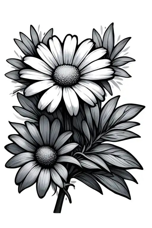 Simple Stem And Daisy Flower