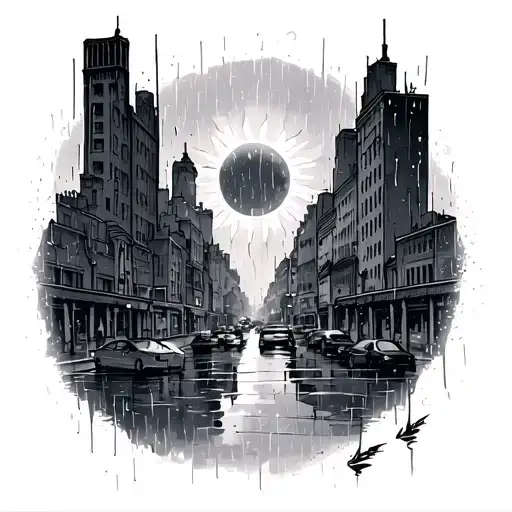 Sun Shining In Rainy City