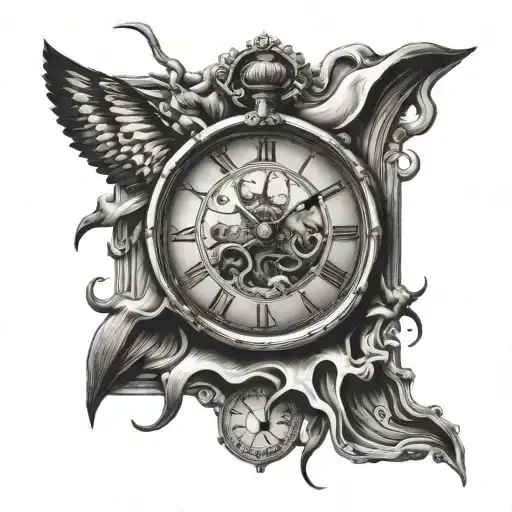 Melting Clock Salvador Dali Style Tattoo Design Inspired