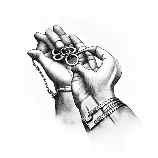 Hands Holding Military Dog Tags With Chain