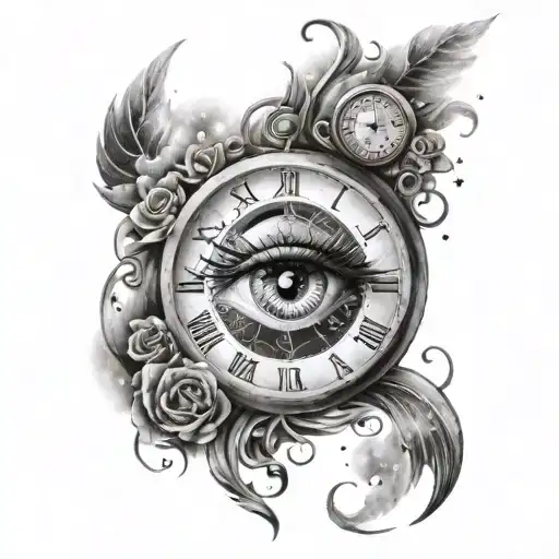 Eye And Clock With God In It And A Sky Filled With Stars