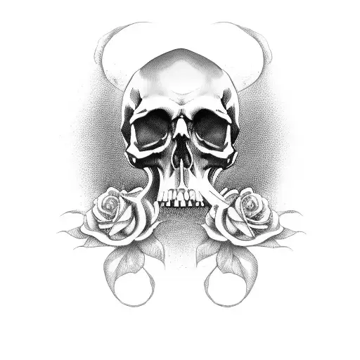 Realistic Grim Reaper With Skull And Roses