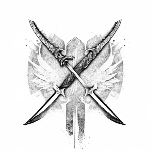 Shattered Sword With Icarus's Arms Stretched Out As The Handle