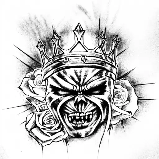 Iron Maiden Eddie With A Crown And Roses Around