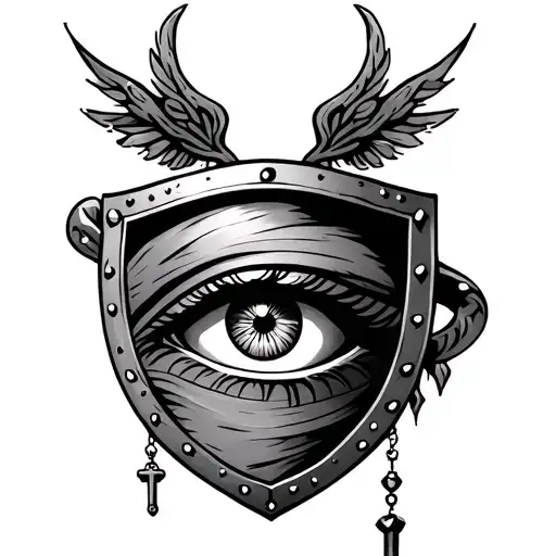 Eye And Shield With Rosary Wrapped