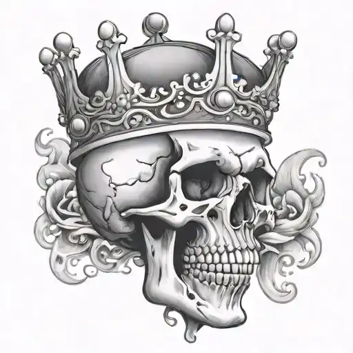 Skull Wearing A Crown On Fire