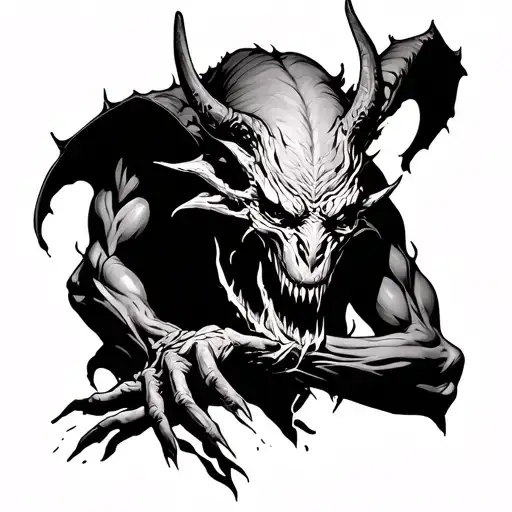 Demon Scratching The Skin