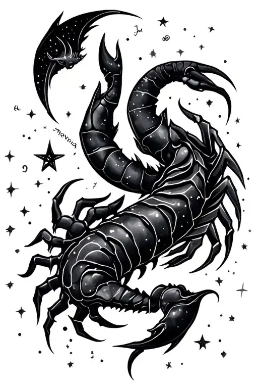 Starry Sky With Aquarius And Scorpio Constellations