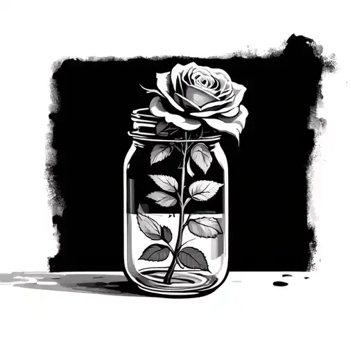 Rose Inside A Mason Jar