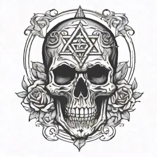 Skull With Nt Hidden Within The Design And Star Of David With No Horns No Flowers