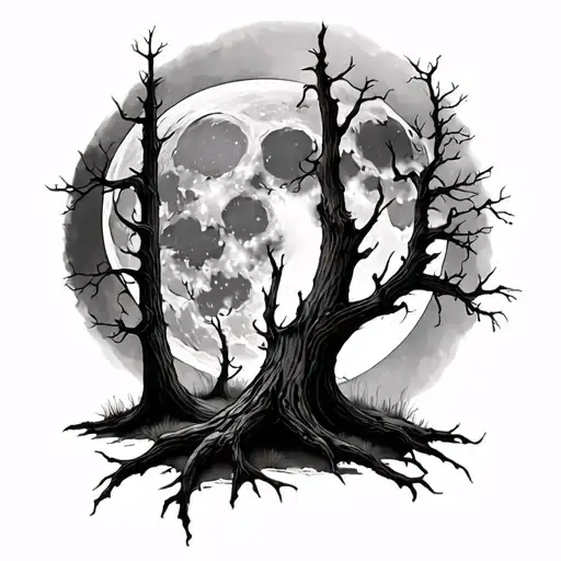 Dead Forest With Full Moon