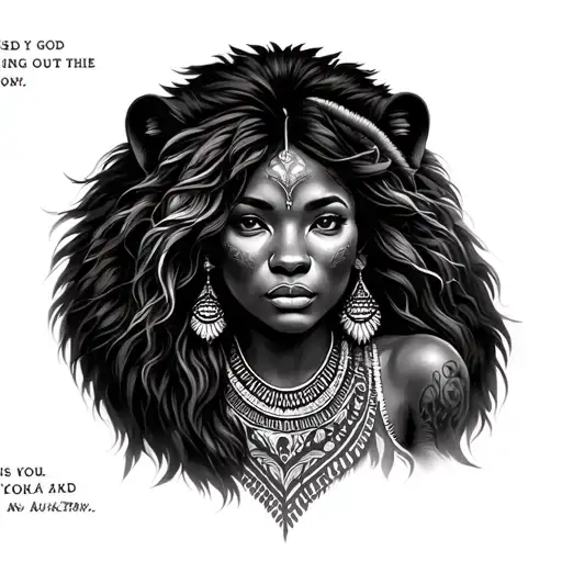 African Woman With Quotes And Lions And God