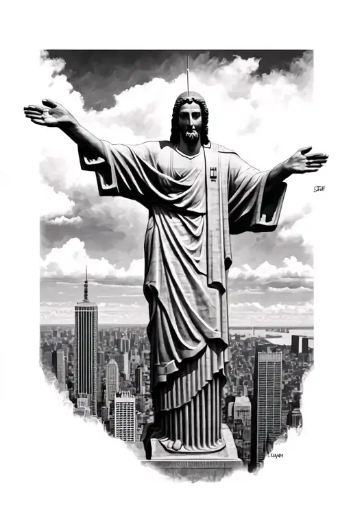 Christ The Redeemer And City Skyline In The Background