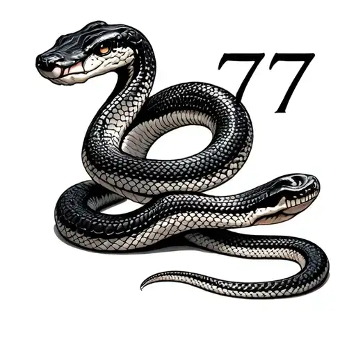 Snake Going In Between The Numbers 777