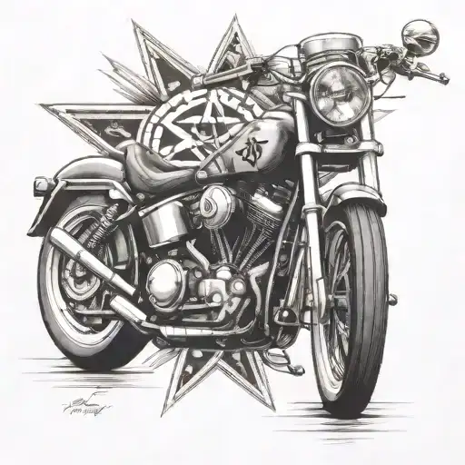Harley Motorcycle With Nt And Star Of David Incorporated In Design