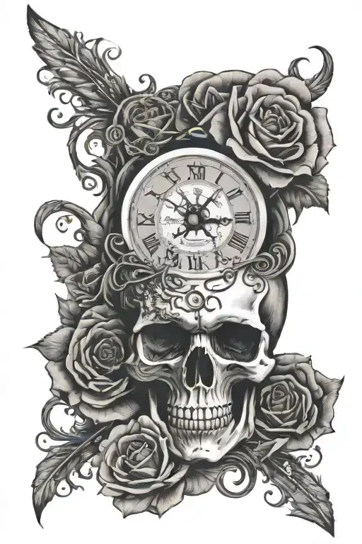 Skull And Roman Numerals Clock