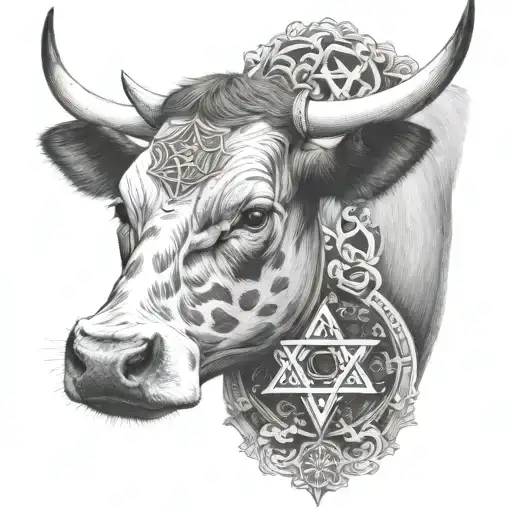 Cow With Nt And Star Of David Incorporated In Design