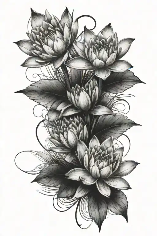 Water Lily And Narcissus Flowers